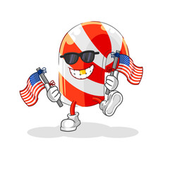 candy cane american youth cartoon mascot vector