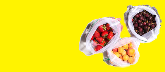 berries in eco bags, eco-friendly use 