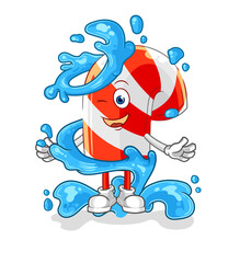 candy cane fresh with water mascot. cartoon vector