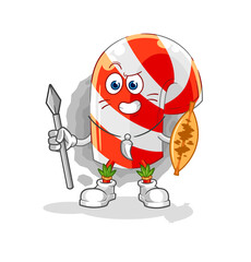 candy cane african tribal fighter mascot. cartoon vector