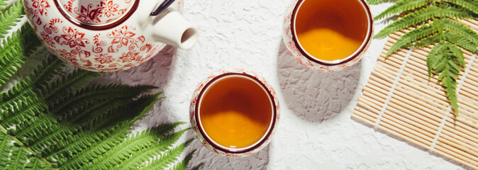 herbal tea, tea party concept and teapot