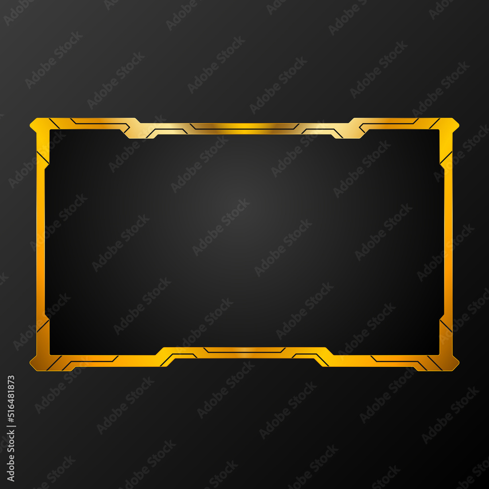 Aufkleber luxury golden live stream overlay game ui video border frame for broadcasting