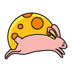 jumping rabbit on moon