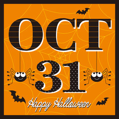 happy halloween card with text and spider