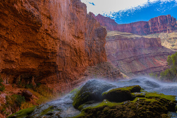 Canyon View From Behind Ribbon Falls On The North Kaibab Trail, Grand Canyon National Park, Arizona, USA