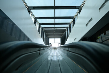 Escalator perspective from low angle landscape