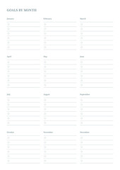 Note, scheduler, diary, calendar planner document template illustration. Goal tracker.
