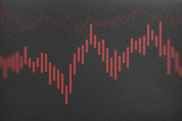 The crashing market volatility of crypto trading with technical graph and indicator. Cryptocurrency...