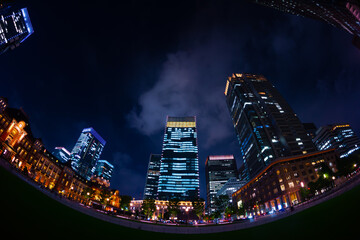 東京駅夜景　ウルトラワイド魚眼