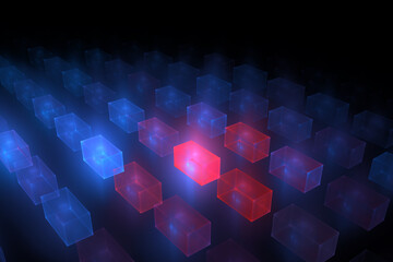 Abstract background with glowing neon lights. 3d rendering - 516485204