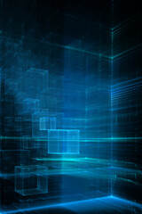Abstract technology background. 3d illustration, graphic design element.