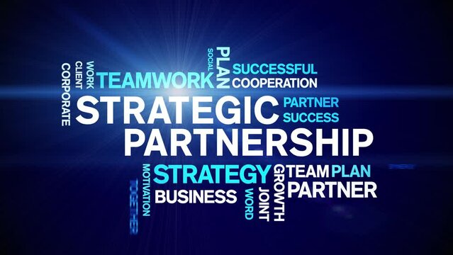 4k Strategic Partnership Animated Tag Word Cloud;Text Design Animation typography seamless loop.