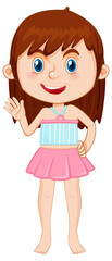 Cute girl cheerleader cartoon character on white background
