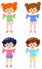 Set of girl choosing cloth