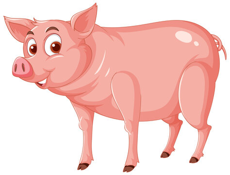 Happy pig cartoon character