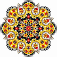 colorful kalamkari mandala round design.