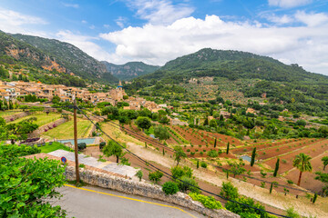 Panoramic view of the Soller Valley and village of Valldemossa on the island of Mallorca, Spain, in the Mediterranean Sea. © Kirk Fisher
