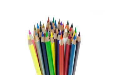 colored pencils isolated on white background.