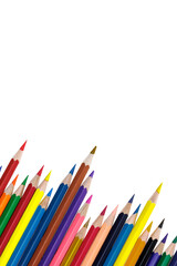 colored pencils isolated on white background.