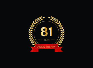 81th anniversary celebration with gold glitter color and white background. Vector design for celebrations, invitation cards and greeting cards. eps 10.