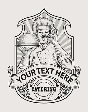Illustration chef catering vintage logo