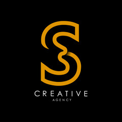 S Logo Letter monogram. with orange lines and modern minimalist creative look vector illustration.
