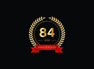 84th anniversary celebration with gold glitter color and white background. Vector design for celebrations, invitation cards and greeting cards. eps 10.