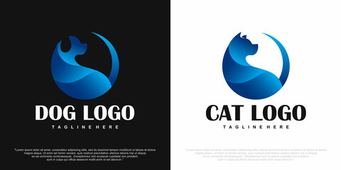 pet shop dog and cat logo icon set vector template