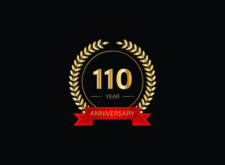 Fototapeta premium 110th anniversary celebration with gold glitter color and white background. Vector design for celebrations, invitation cards and greeting cards. eps 10.