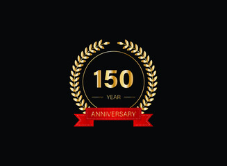 150th anniversary celebration with gold glitter color and white background. Vector design for celebrations, invitation cards and greeting cards. eps 10.