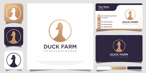 Abstract duck logo template design with business card