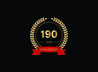 190th anniversary celebration with gold glitter color and white background. Vector design for celebrations, invitation cards and greeting cards. eps 10.