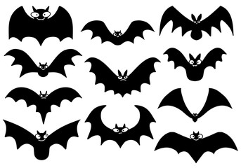 Set with Halloween bats for stickers and cards and gifts and fabrics and hobbies and wrapping paper