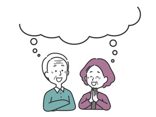 楽しそうに考える老夫婦