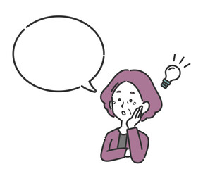 何か閃いたシニア女性