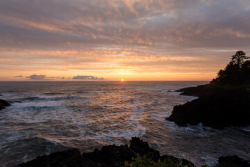 Beautiful sunset colors in Oregon Pacific coast