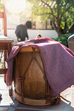 musician playing bass drum of zamba argentina