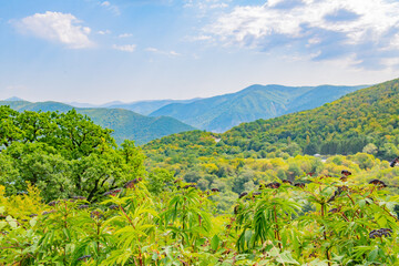 mountains and sky in Zhinvali in Georgia