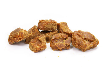 Brown Jaggery Sugar Cane Piece Isolated on white background