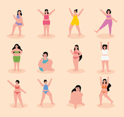 women from positive body movement