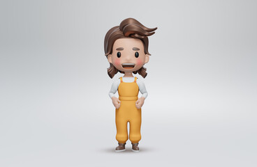 3D render   Set girls characters cartoon style    Cartoon Kid