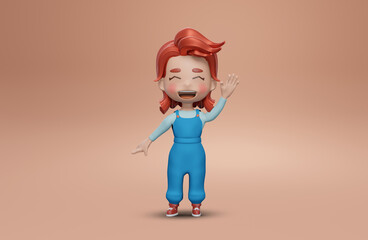 3d render  girls characters cartoon style   Cartoon Kid