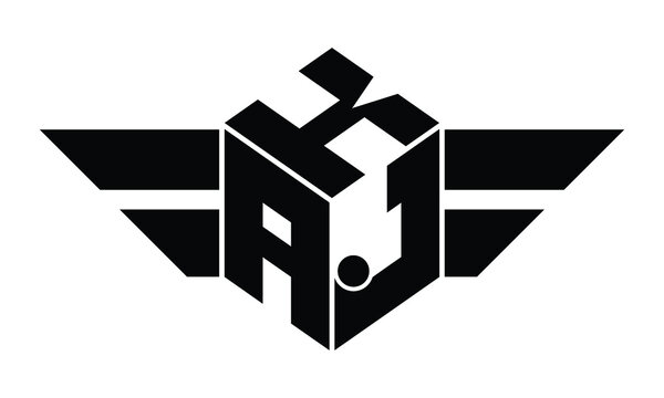 KAJ three letter gaming logo in polygon cube shape logo design vector template. wordmark logo | emblem logo | monogram logo | initial letter logo | sports logo | minimalist logo | typography logo |