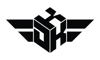 KDK three letter gaming logo in polygon cube shape logo design vector template. wordmark logo | emblem logo | monogram logo | initial letter logo | sports logo | minimalist logo | typography logo |