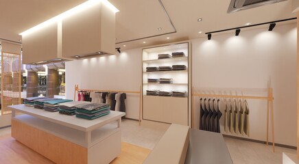Clothes store interior 3d illustration