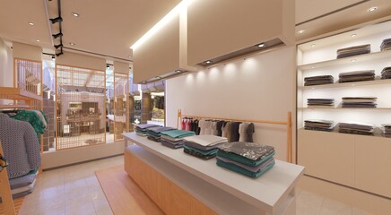 Clothes store interior 3d illustration