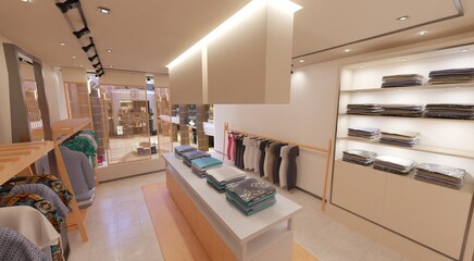 Clothes store interior 3d illustration