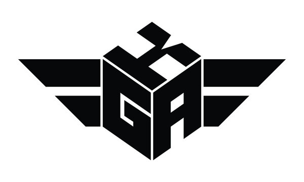 KGA three letter gaming logo in polygon cube shape logo design vector template. wordmark logo | emblem logo | monogram logo | initial letter logo | sports logo | minimalist logo | typography logo |