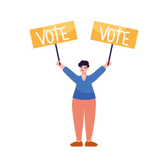 woman with vote placards