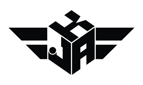 KJA three letter gaming logo in polygon cube shape logo design vector template. wordmark logo | emblem logo | monogram logo | initial letter logo | sports logo | minimalist logo | typography logo |